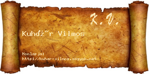 Kuhár Vilmos névjegykártya